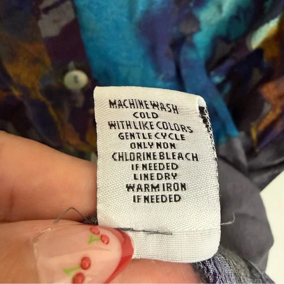 Habitat Floral Watercolor Button Front Blouse Size XL Boho Lagenlook Art Teacher - Picture 6 of 6